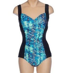 Carol Wior Shirred Front Tank 1-piece Swimsuit